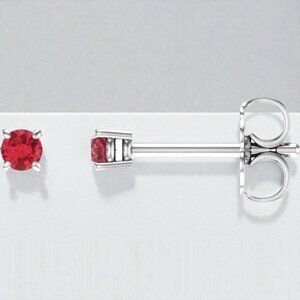 2.5 mm Round Lab Grown Ruby Stud Earrings in 14kt White Gold